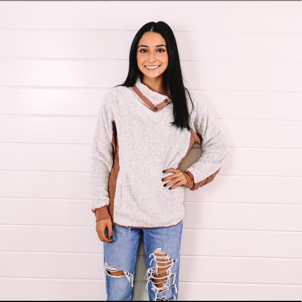 Faux fur pullover